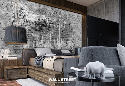 Фотообои в интерьере артикул Grayscale 31, GRAYSCALE, Wall street